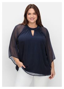 sheego Damen Tunika "Große Größen", blau, elegant, Gr. 48, unifarben, Obermaterial: 100% Polyester;Futter: 95% Viskose, 5% Elasthan, Tuniken, mit
