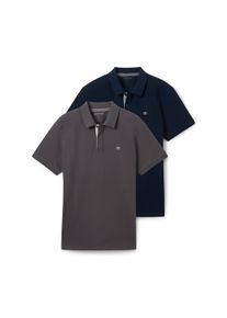 Tom Tailor Herren Poloshirt, grau, casual, Gr. S, unifarben, Jersey, Obermaterial: 100% Baumwolle, Shirts, im Doppelpack
