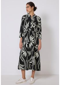 Damen Midikleid, schwarz, casual, Gr. 44, STREET ONE STUDIO, bedruckt, Stoff, 100% Viskose, Kleider, aus Viskose