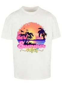 Merchcode Herren T-Shirt "Merchcode Herren Summer Vibes Sunset Heavy Oversized Tee", weiß, casual, Gr. S, bedruckt, 100% Baumwolle, Shirts