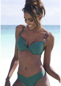 Lascana Damen Bügel-Bikini-Top "Yves", grün, Gr. 36, unifarben, Recycling-Polyamid, Bikini-Oberteile, mit Wattierung