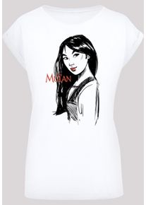 F4NT4STIC Herren Kurzarmshirt "F4NT4STIC Damen Mulan Sketch with Ladies Extended Shoulder Tee", weiß, casual, Gr. S, unifarben, 100% Baumwolle, Shirts