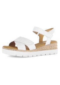 Gabor Damen Keilsandalette "GENUA", Gr. 39, weiß, Leder, unifarben, klassisch, Schuhe, Riemchensandale, Komfortschuh, Sommerschuh, Stretcheinsatz,