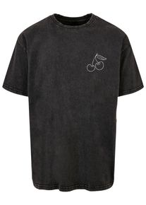 Merchcode Herren T-Shirt "Merchcode Herren Cherry Acid Washed Oversize Tee", schwarz, casual, Gr. XXL, bedruckt, 100% Baumwolle, Shirts