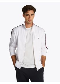 Tommy Hilfiger Herren Sweatjacke "GLOBAL STRIPE STAND COLLAR", weiß, casual, Gr. XXXL, Sweatware, Obermaterial: 100% Baumwolle, Sweatjacken, mit