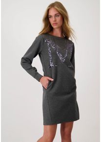 monari Damen Sweatkleid, grau, modisch, Gr. 34, unifarben, Jersey, Obermaterial: 62% Polyester, 33% Viskose, 5% Elasthan, Kleider, mit Pailletten