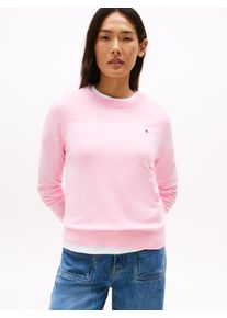 Tommy Hilfiger Damen Rundhalspullover "CO JERSEY STITCH LS C-NK SWT", rosa, casual, Gr. M, unifarben, Strick, Obermaterial: 67% Baumwolle, 33%