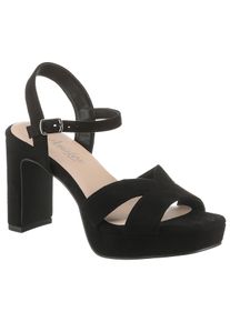 ANISTON SHOES Damen High-Heel-Sandalette, Gr. 40, schwarz, Textil, Veloursleder, elegant, Schuhe, Sommerschuh, Abendsanale, Plateau - NEUE KOLLEKTION
