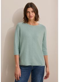 Cecil Damen Strickpullovercool salvia melange, casual, Gr. XS, unifarben, Strick, Obermaterial: 60% Baumwolle, 40% Viskose, Pullover, mit 3/4-Arm und