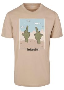 MisterTee Herren T-Shirt "MisterTee Herren Fucking Life Tee", beige, casual, Gr. XXL, unifarben, 100% Baumwolle, Shirts