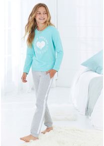 Buffalo Kinder Pyjama, Gr. 122, grau, Single Jersey, Obermaterial: 100% Baumwolle, unifarben mit Farbeinsatz, bedruckt, Basic, Homewear-Sets,