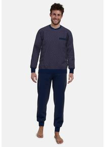 Götzburg GÖTZBURG Herren Pyjama "Zartbitter", Gr. 58, blau, Single Jersey, Obermaterial: 60% Baumwolle, 40% Polyester, bedruckt, casual, Homewear-Sets,