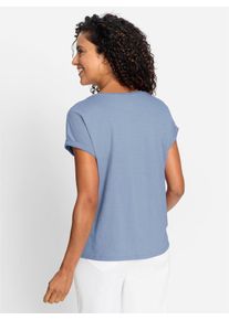 Inspirationen Damen Rundhalsshirt "Rundhals-Shirt", blau, Gr. 36, unifarben, 100% Baumwolle, Shirts