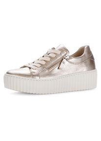 Gabor Damen Plateausneaker, Gr. 40, gold, Ziegenleder, metallic, casual, Schuhe, Freizeitschuh, Halbschuh, Schnürschuh mit Best Fitting-Ausstattung