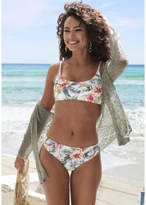 Lascana Damen Bustier-Bikini-Top "Salsa", beige, Gr. 36, geblümt, Recycling-Polyamid, Bikini-Oberteile, mit tollem Blumenprint