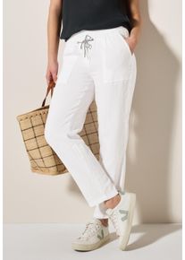 Cecil Damen Leinenhose "Style Tracey", weiß, casual, Gr. M, unifarben, Web, Obermaterial: 100% Leinen, Hosen, mit elastischem Bund und Tunnelzug