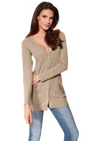 Heine Damen Strickjacke, beige, Gr. 40, unifarben, 100% Baumwolle, Strickjacken