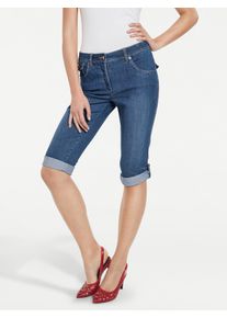 Heine Damen Caprijeans, blau, Gr. 48, unifarben, 76% Baumwolle, 16% Polyester, 7% Viskose, 1% Elasthan, Jeans