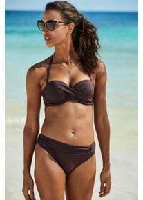 s.Oliver Damen Bügel-Bandeau-Bikini-Top "Rome", braun, Gr. 34, unifarben, Polyamid, Bikini-Oberteile, in Wickeloptik