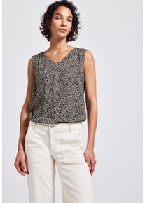 Street One Damen Blusentop, weiß, casual, Gr. 36, animal-print, Stoff, 100% Viskose, Blusen, mit V-Ausschnitt