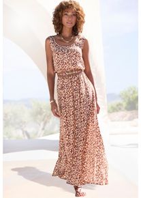Vivance Damen Maxikleid, braun, modisch, Gr. 36, bedruckt, Web, Obermaterial: 100% Viskose, Kleider, mit tiefem Rückenausschnitt, Druckkleid, Damen
