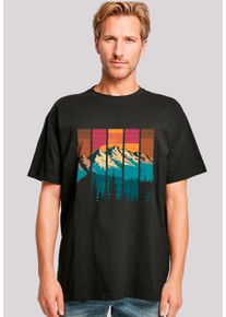 F4NT4STIC Herren T-Shirt "Berg Sonnenuntergang Retro", schwarz, casual, Gr. L, Obermaterial: 100% Baumwolle, Shirts, Premium Qualität