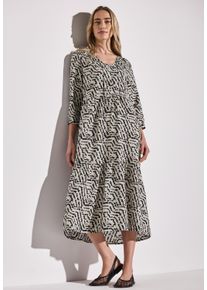 Street One Damen Tunikakleidmoonstone sand, casual, Gr. 34, bedruckt, Web, Obermaterial: 88% Viskose, 12% Polyamid, Kleider, mit Volants