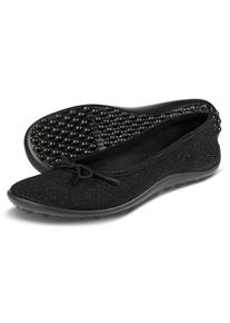 Leguano Damen Barfußschuh "TANGO", Gr. 37, schwarz, Textil, sportlich, Schuhe, Ballerina, Slipper, Bequemschuh mit Zierschleife und Glitzer