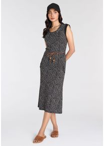 Kangaroos Damen Jerseykleid, schwarz, casual, Gr. 34, bedruckt, gepunktet, gemustert, ethno, Minimalmuster, Jersey, Obermaterial: 100% Baumwolle,