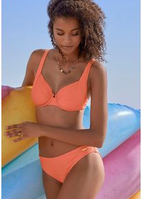 Sunseeker Damen Bügel-Bikini-Top "Loretta", orange, Gr. 38, unifarben, Strukturmuster, Polyamid, Bikini-Oberteile, mit Strukturmuster