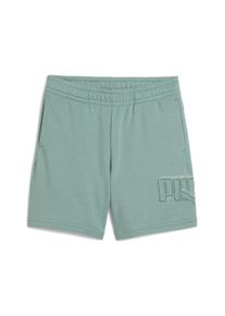 Puma Kinder Trainingsshorts "ESS LOGO LAB EXECUTION SHORTS TR B", grün, sportlich, Gr. 128, bedruckt, Sweatware, Obermaterial: 68% Baumwolle, 32%
