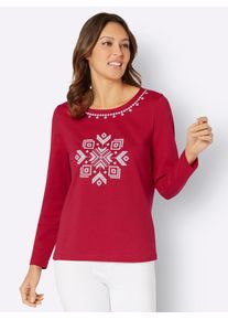 Classic Basics Damen Langarmshirt "Langarm-Shirt", rot, Gr. 42, gemustert, bedruckt, 100% Baumwolle, Shirts
