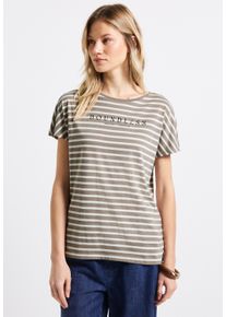 Street One Damen T-Shirt, grau, casual, Gr. 44, bedruckt, Web, Stoff, 50% Modal, 50% Baumwolle, Shirts, mit Rundhalsausschnitt