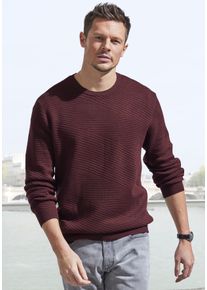 John Devin Herren Strickpullover, rot, casual, Gr. L, unifarben, Feinstrick, Obermaterial: 50% Baumwolle, 50% Polyacryl, Pullover, Pullover aus