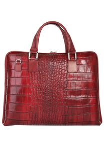 Samantha Look Damen Aktentasche, rot, Leder, glänzend, Taschen, echt Leder, Made in Italy