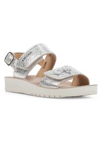 Geox Kinder Sandale "J SANDAL COSTAREI GI", Gr. 25, silber, Synthetik, metallic, festlich, Schuhe, Plateau Sandale, Keilsandale mit Glitzer