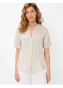 Brax Damen Kurzarmbluse "Style VERI", beige, Gr. 42, 100% Leinen, Blusen