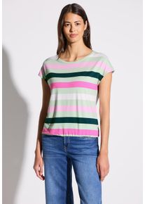 Street One Damen T-Shirt, grün, casual, Gr. 36, gestreift, Stoff, 95% Viskose, 5% Elasthan, Shirts, mit Rundhalsausschnitt