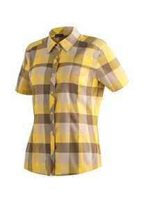 Maier Sports Damen Outdoorbluse "Kendra S/S W", gelb, Gr. 42, 97% Polyester, 3% Elasthan, Blusen, Damen Kurzarmbluse, pflegeleichte Karobluse