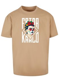 Merchcode Herren T-Shirt "Merchcode Herren Frida Kahlo - Lettering Heavy Oversize Tee", beige, casual, Gr. L, bedruckt, 100% Baumwolle, Shirts