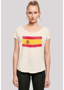 F4NT4STIC Damen T-Shirt "Spain Spanien Flagge distressed", beige, casual, Gr. XXL, Obermaterial: 100% Baumwolle, Shirts, Print