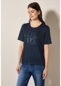 Cecil Damen T-Shirt, blau, casual, Gr. S, bedruckt, Stoff, 55% Polyester, 45% Viskose, Shirts, mit Grafik-Print