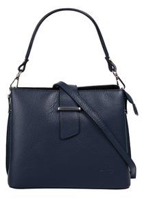 CLUTY Damen Henkeltasche, blau, Leder, unifarben, leicht glänzend, Taschen, echt Leder, Made in Italy