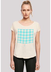 F4NT4STIC Damen T-Shirt "Hahnentritt Karo blau", beige, casual, Gr. XXL, Obermaterial: 100% Baumwolle, Shirts, Print