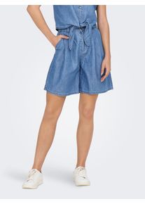 Only Damen Bermudas "ONLBEA HW LONG DNM SHORTS BJ", blau, modisch, Gr. XS, unifarben, Denim/Jeans, Obermaterial: 65% Baumwolle, 35% Lyocell, Hosen