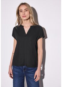 Street One Damen Hemdbluse, schwarz, casual, Gr. 36, unifarben, Stoff, 100% Viskose, Blusen, aus softer Viskose