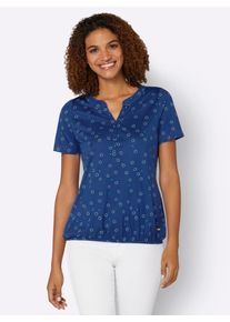 Casual Looks Damen Print-Shirt "Shirt", blau, Gr. 36, bedruckt, gemustert, mehrfarbig, 50% Baumwolle, 50% Modal, Shirts