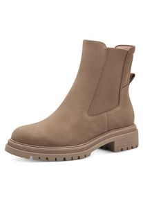 Tamaris Damen Chelseaboots, Gr. 37, braun, Nubukleder, Elastischer Einsatz, unifarben, klassisch, Schuhe, Blockabsatz, Combat-Boots, Stiefelette mit