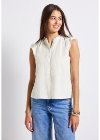 Street One Damen Blusentop, weiß, casual, Gr. 46, unifarben, Web, 60% Leinen, 40% Baumwolle, Blusen, mit Knopfleiste