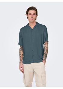 Only & Sons ONLY & SONS Herren Kurzarmhemd "ONSDASH LIFE REG VISC RES SS SHIRT", grau, modisch, Gr. XL, unifarben, Web, Obermaterial: 100% Viskose, Hemden